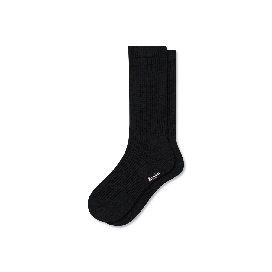 Men's Merino Cashmere Blend Fine Rib Calf Socks - Active No Show Comfort