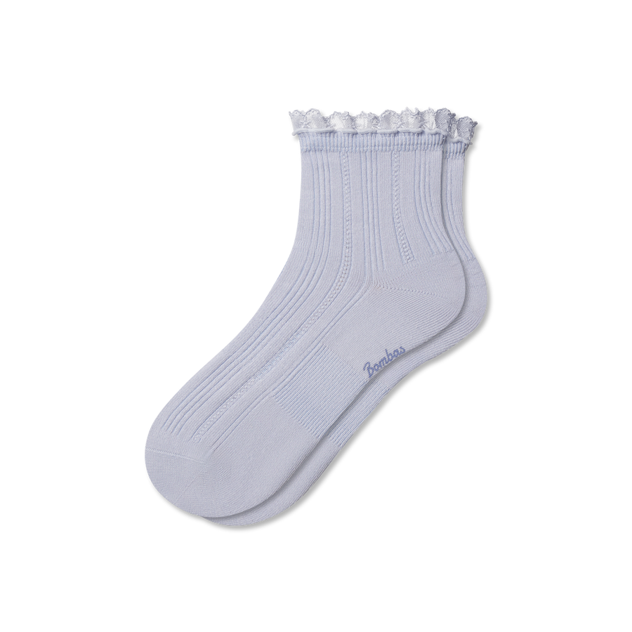 Women's Ruffle Lace Quarter Socks - Smooth Pair