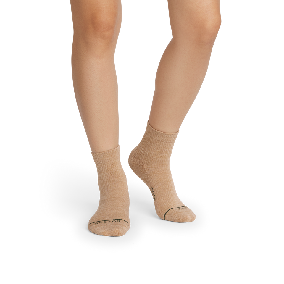 Merino Modern Rib Quarter Socks - toasted coconut WO1 [10117]