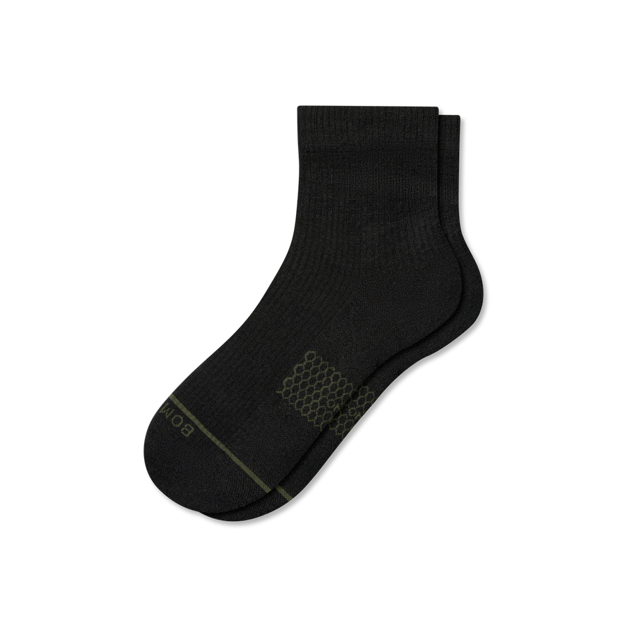 Women's Merino Wool Blend Modern Rib Quarter Socks - Run Travel Move