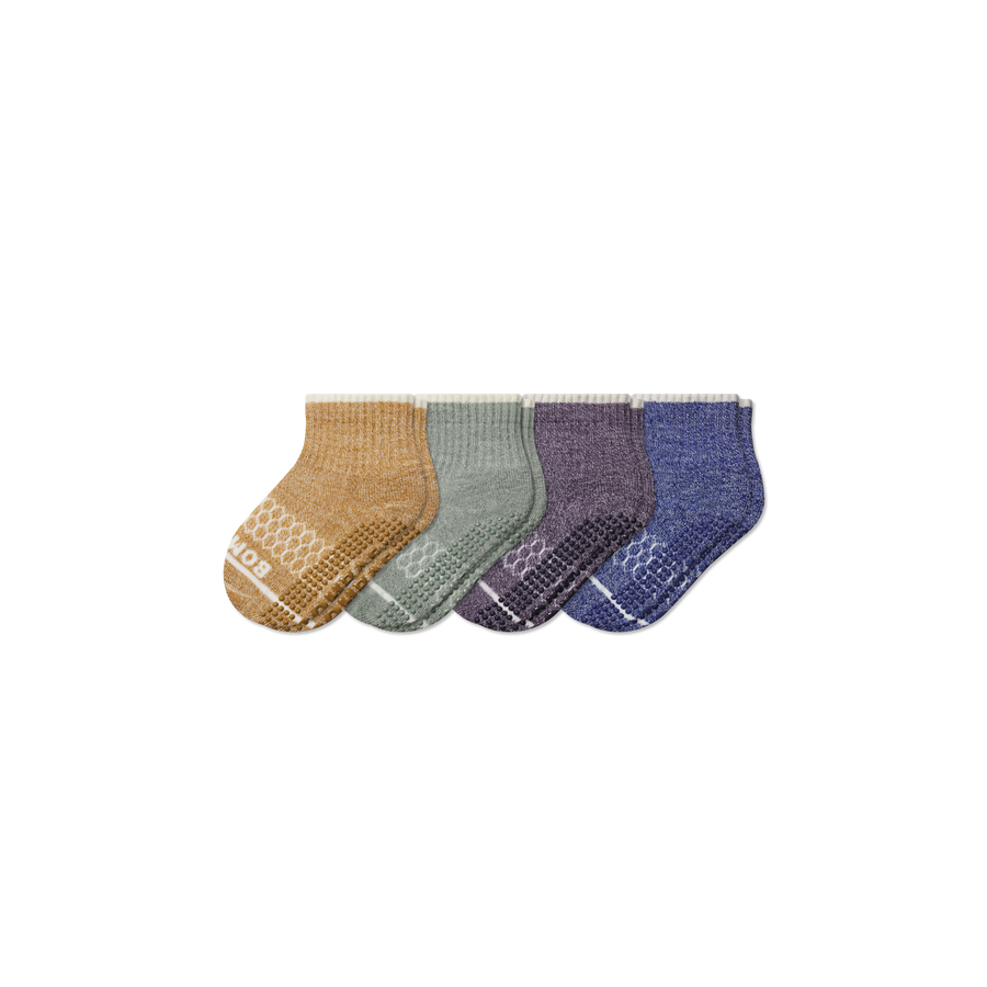Toddler Merino Wool Blend Gripper Calf Sock 4-Pack - Easy Crew Comfort