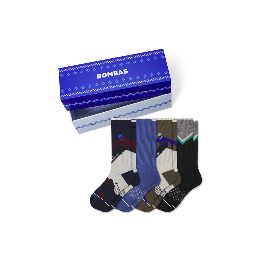 Men's Merino Wool Blend Calf Sock 4-Pack Gift Box - Weekend Travel Pack