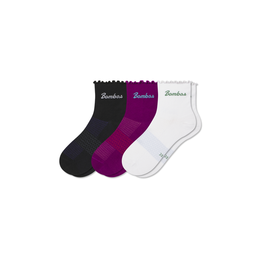 Women’s UltraLite Ruffle Sport Quarter Sock 3-Pack - Cozy No Show Step