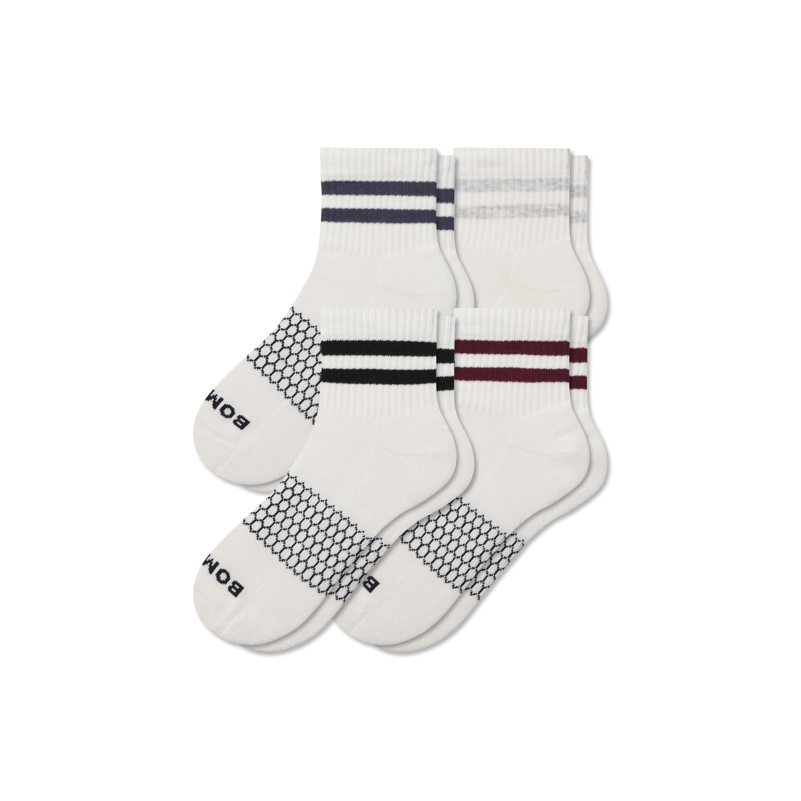 Vintage Stripes Quarter Sock 4-Pack - mixed white L [10381]