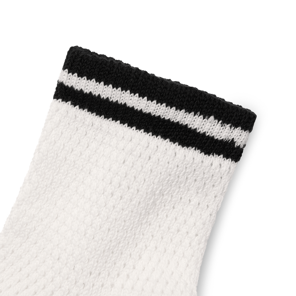 Open Knit Quarter Socks - White Detail [10427]