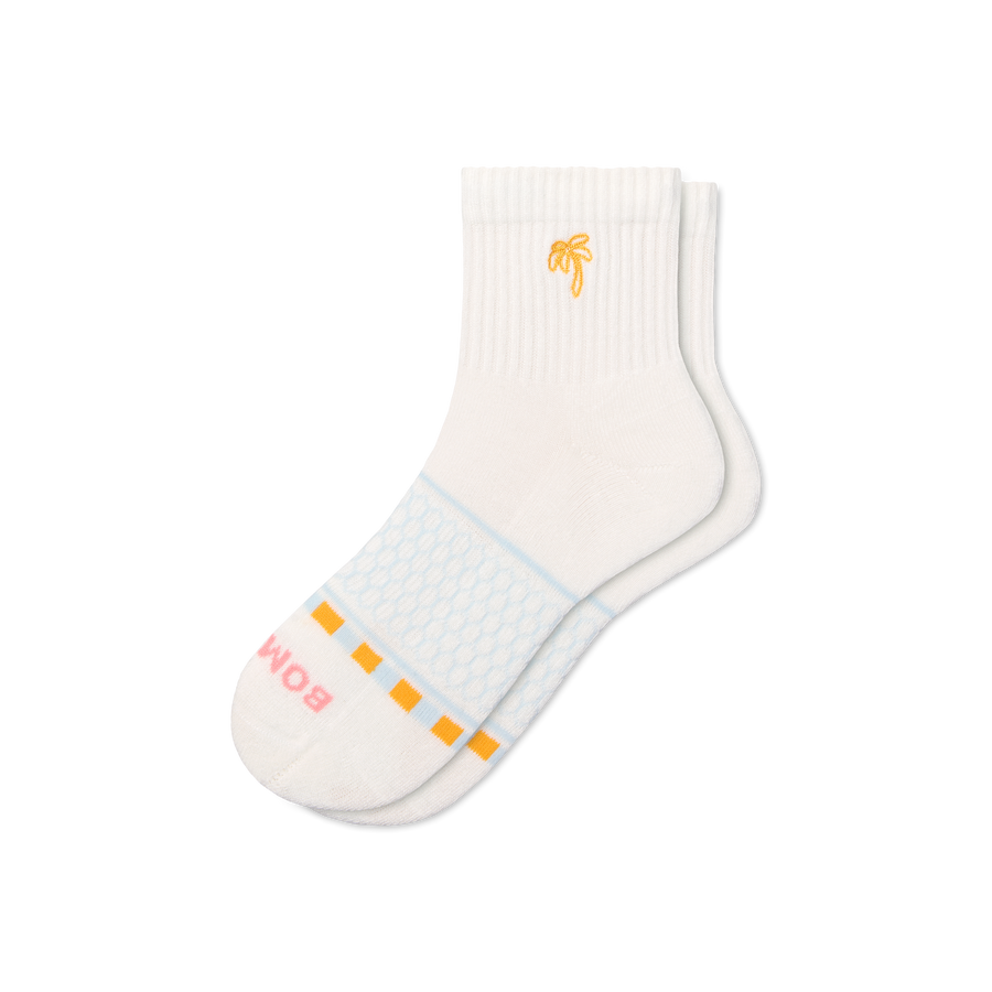 Women's Beach Day Embroidered Quarter Socks - Steady Weekend Move