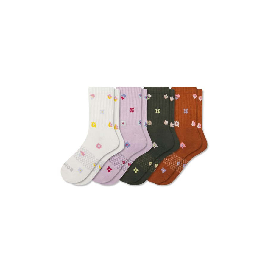 Women’s Garden Party Half Calf Sock 4-Pack - Active No Show Cushion