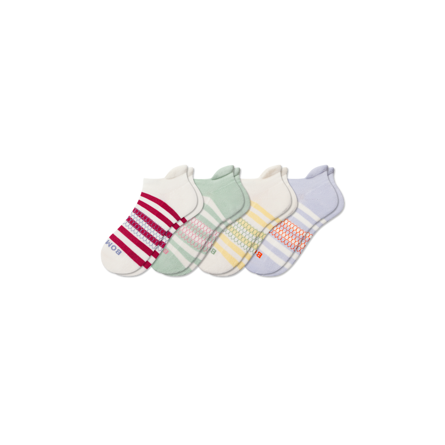 Youth Stripes Ankle Sock 4-Pack - Comfort Shift Cushion