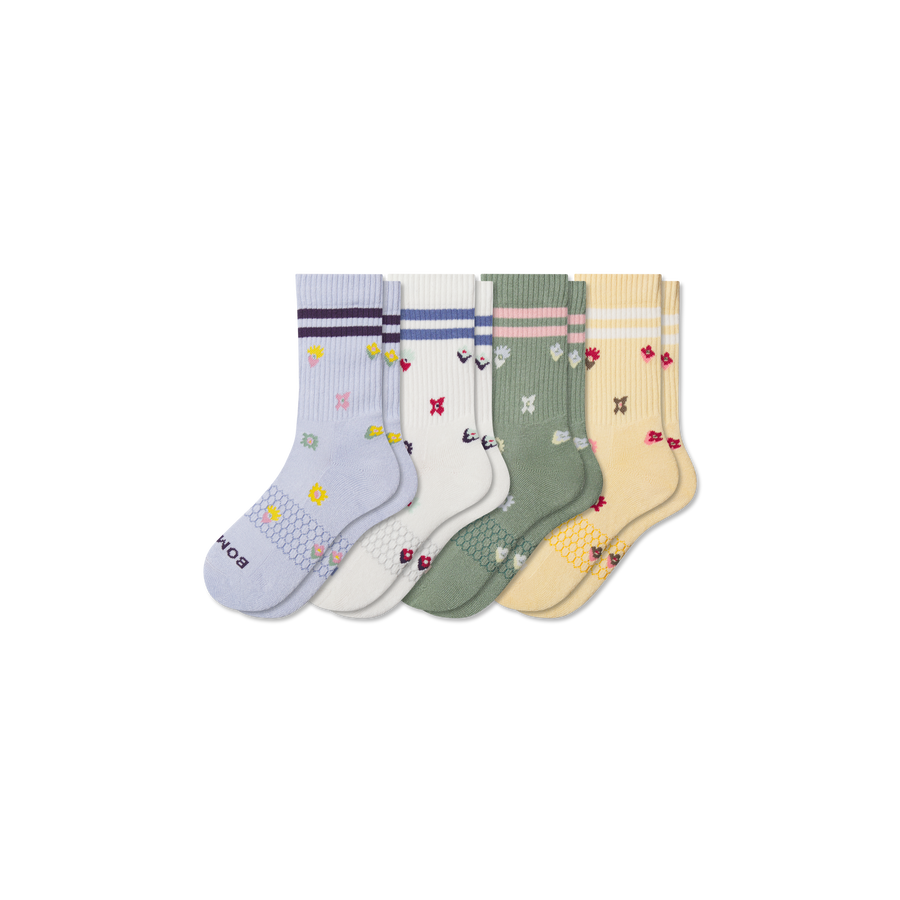 Youth Garden Party Calf Sock 4-Pack - Light Weekend Wear