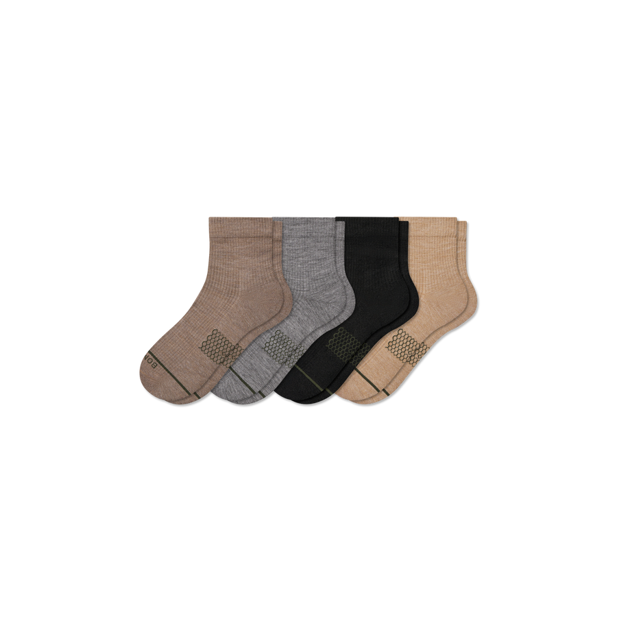 Women's Merino Wool Blend Modern Rib Quarter Sock 4-Pack - Classic Rotation