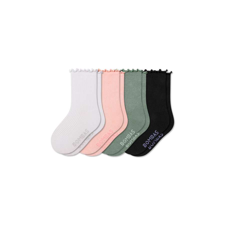 Junior Ruffle Rib Calf Sock 4-Pack - Comfort Everyday Wear
