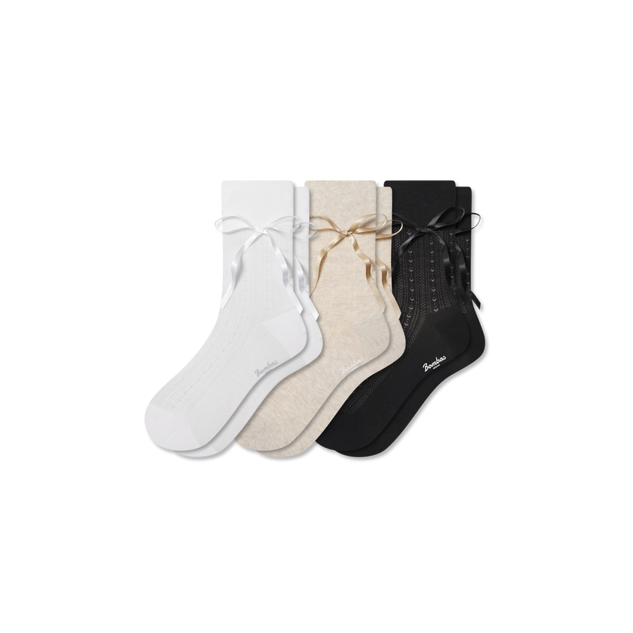 Women’s Pointelle Bow Half Calf Sock 3-Pack - Everyday Run Rotation