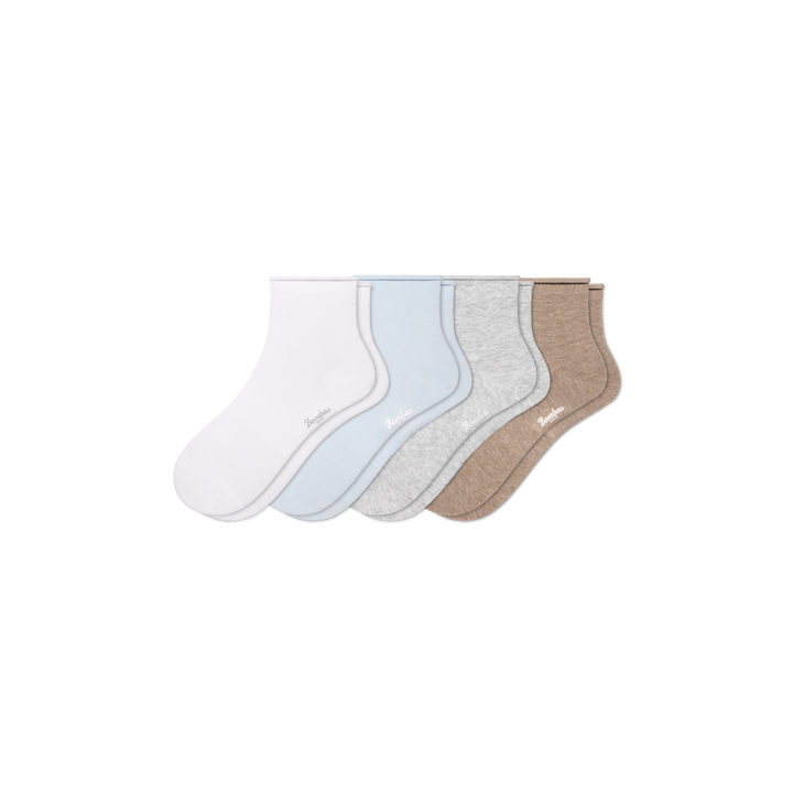 Lightweight Roll Top Quarter Socks - cloud mist mix L [11206]