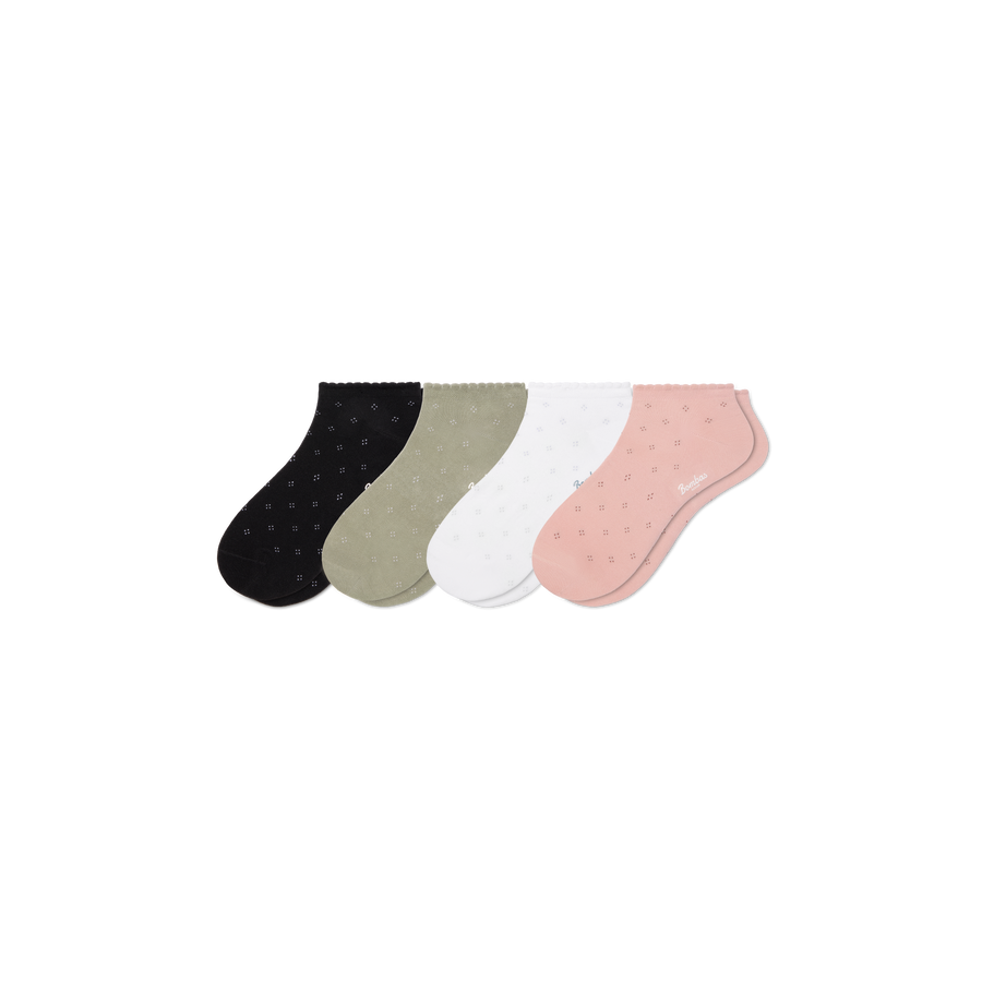 Women’s Scallop Lightweight Ankle Sock 4-Pack - Soft Everyday Wear