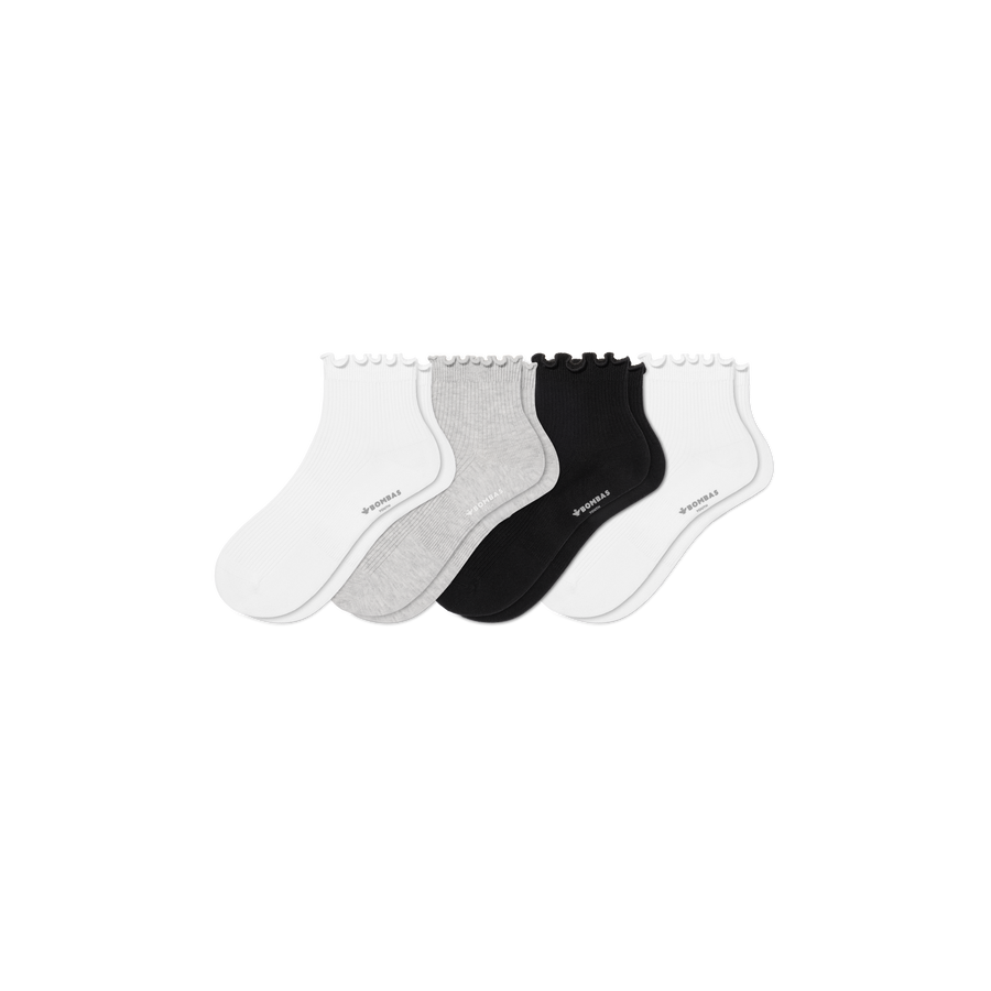 Youth Ruffle Rib Quarter Sock 4-Pack - Classic Studio Move