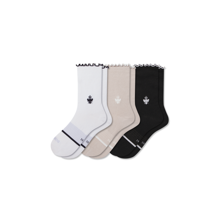 Women’s Ruffle Sport Half Calf Sock 3-Pack - Daily Shift Comfort