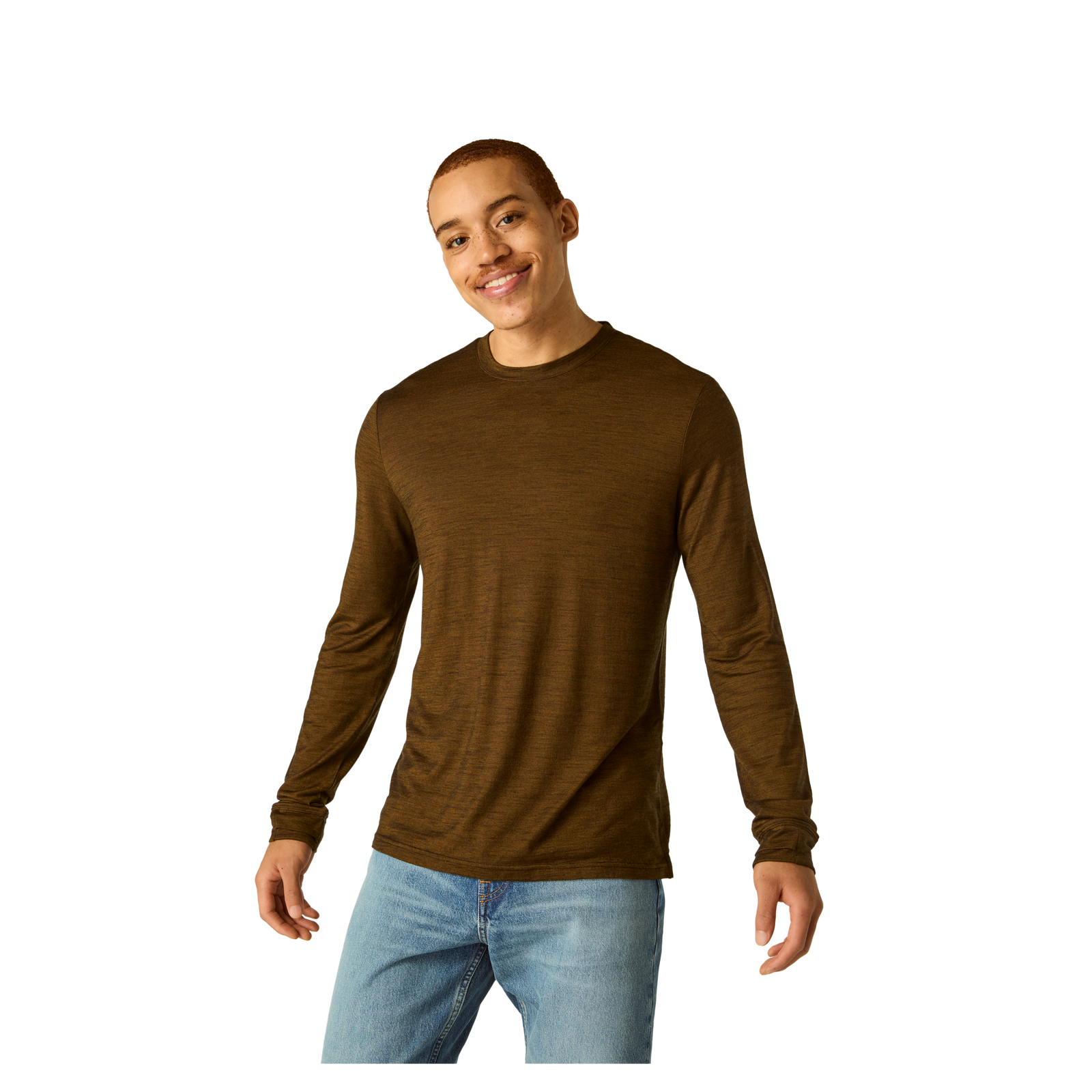 Men's Merino Blend Crew Neck Long Sleeve T-Shirt - Canteen MO1 [7052]