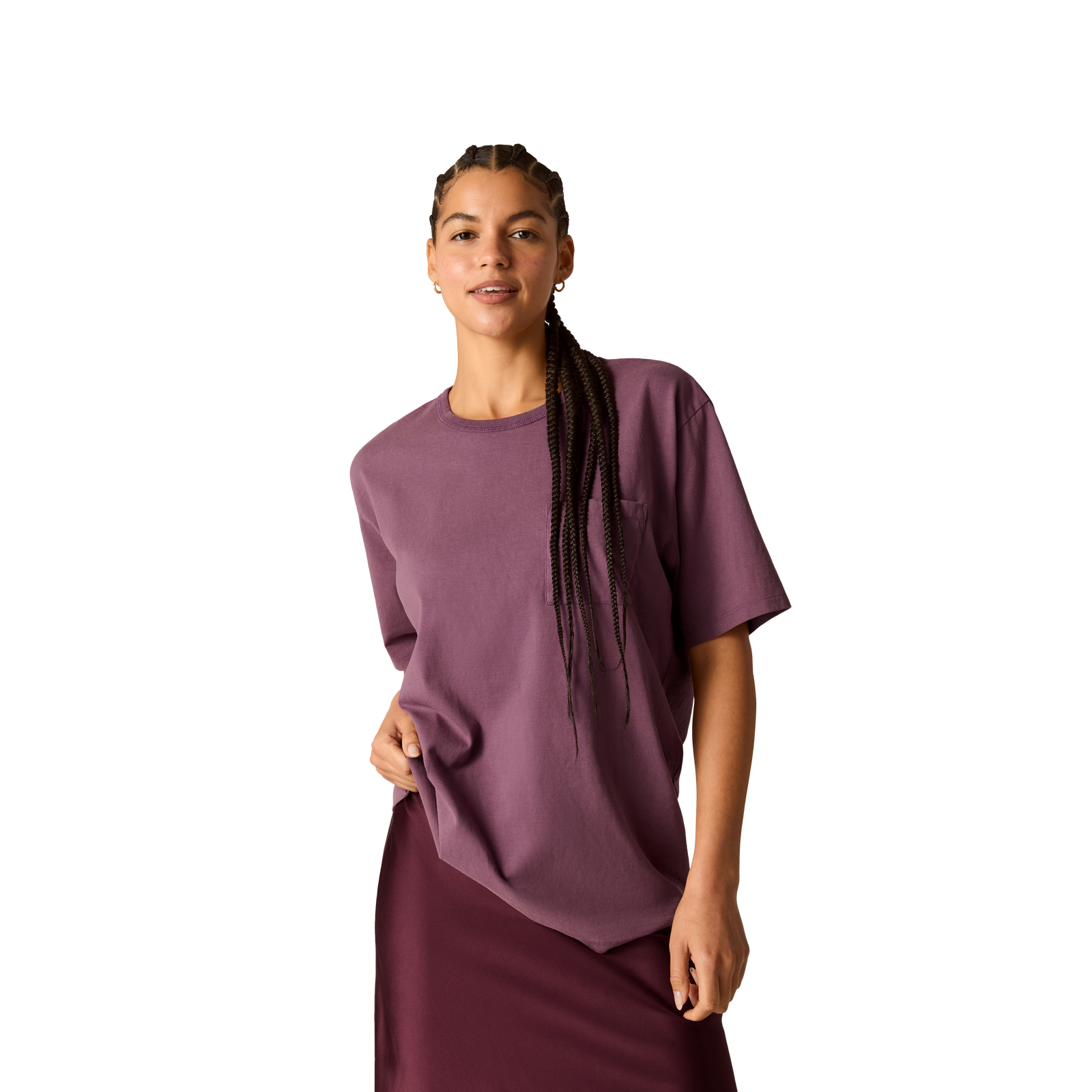 Premium Weight Pocket Crew Neck T-Shirt - Purple Ochre WO2 [7248]