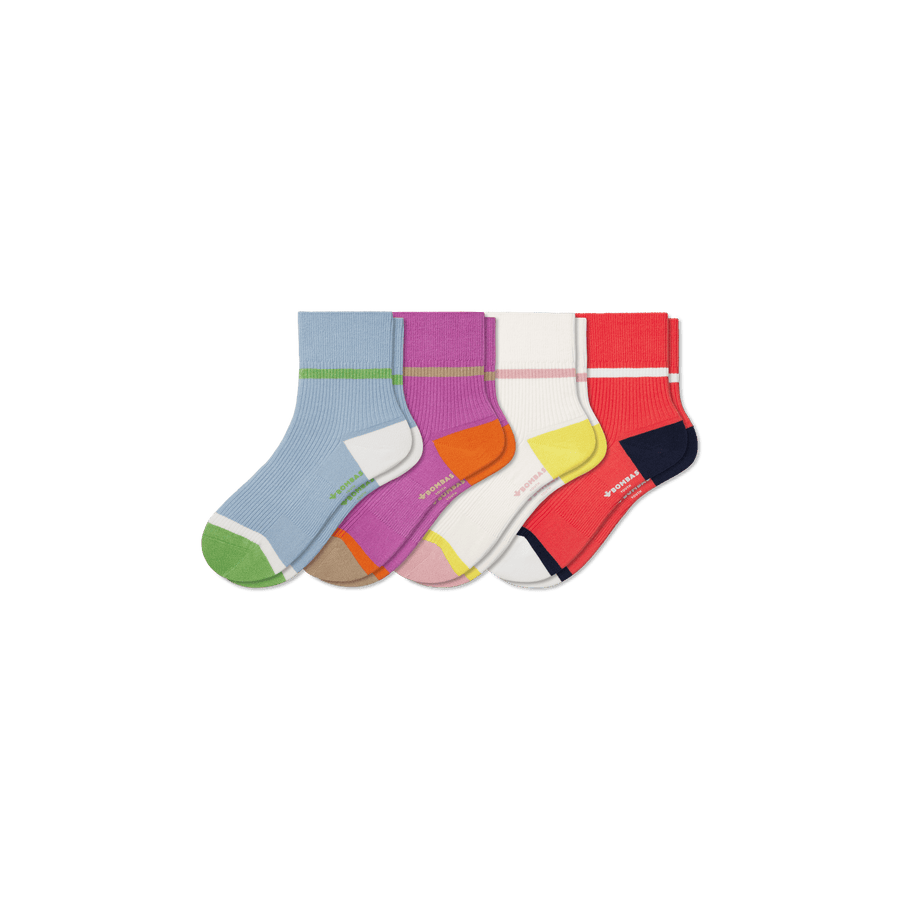 Youth Lightweight Ribbed Quarter Sock 4-Pack - Fresh Weekend Wear