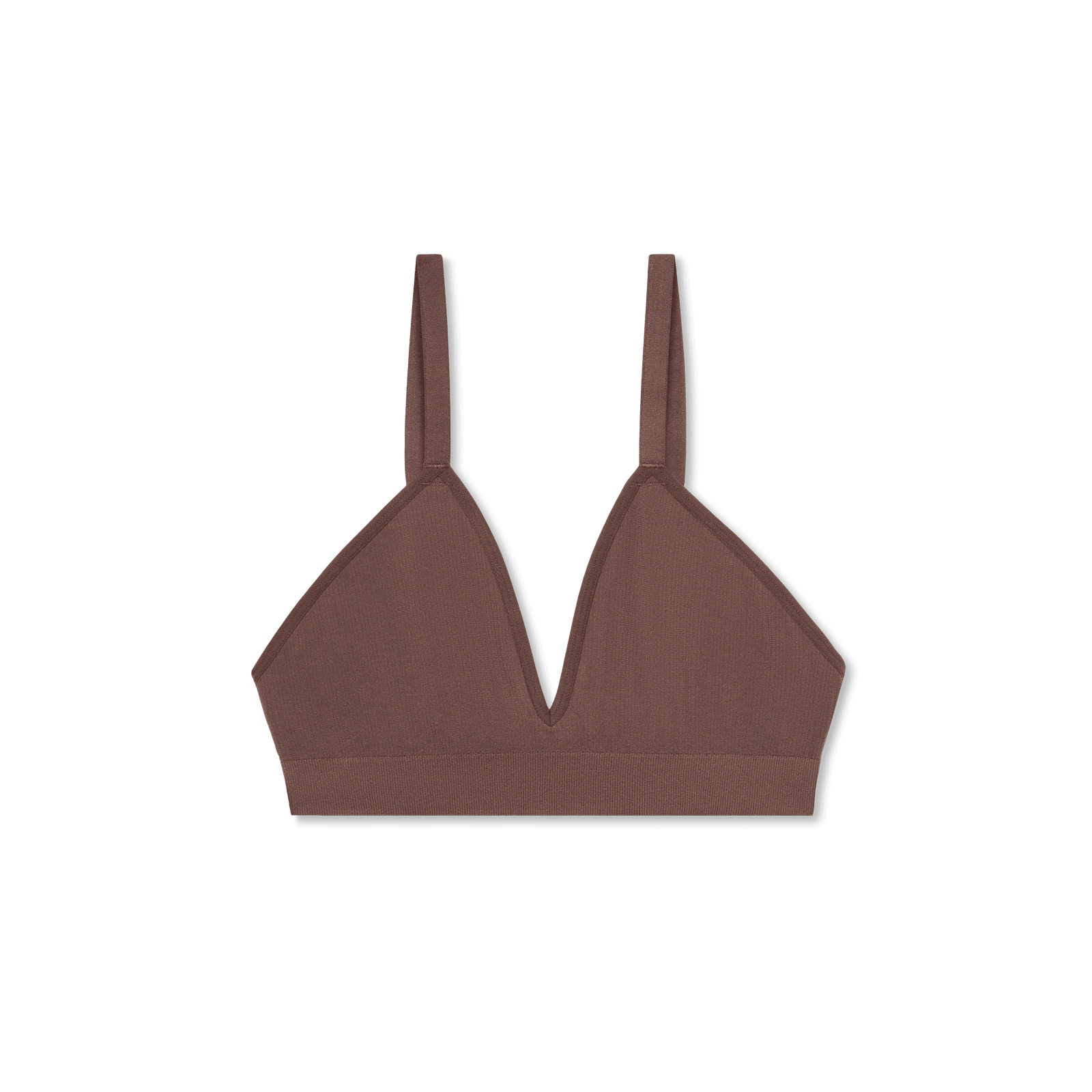 Women's Ribbed Seamless Triangle Bralette - Hickory L [7665]