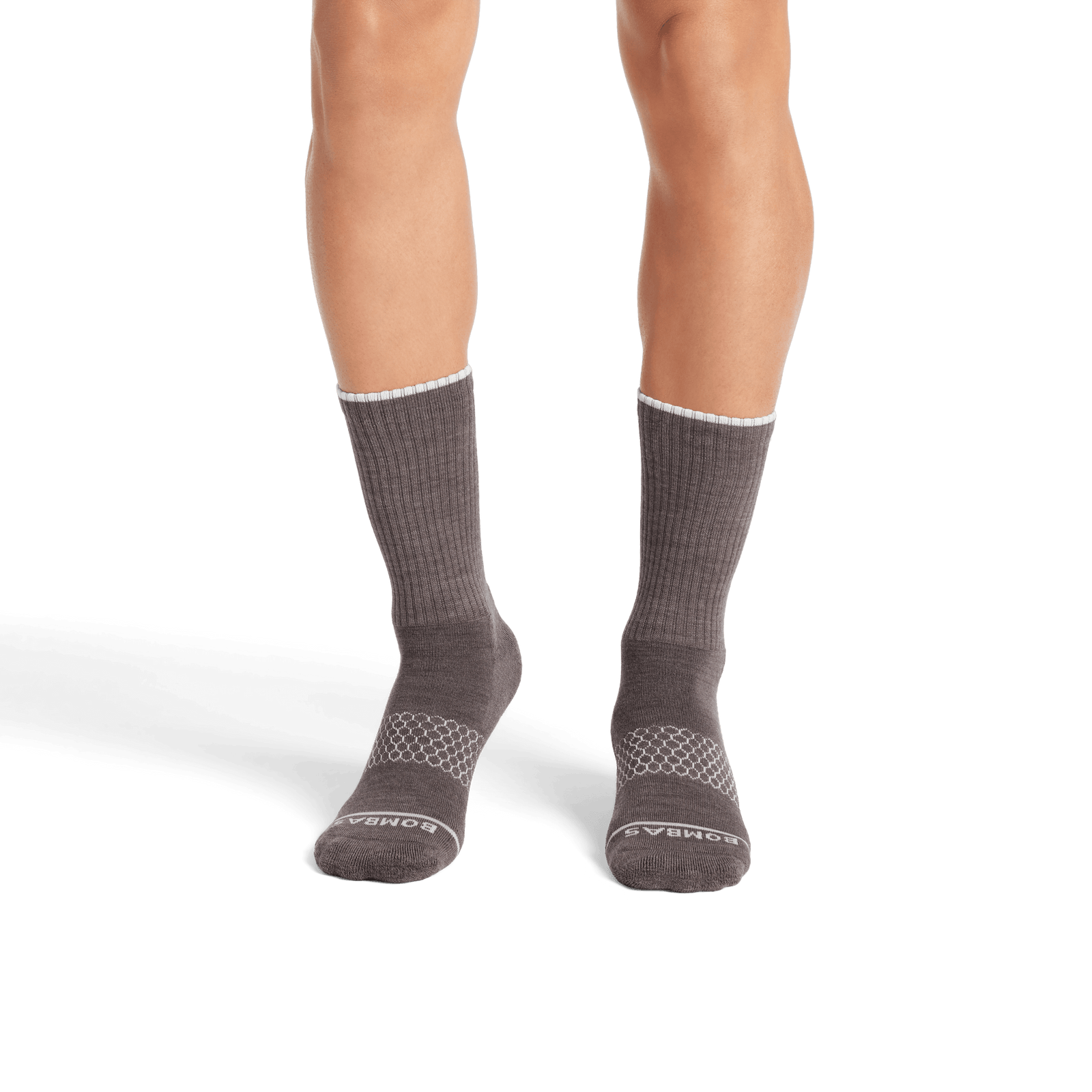 Merino Wool Blend Calf Socks - Deep Taupe Heather MO1 [7799]