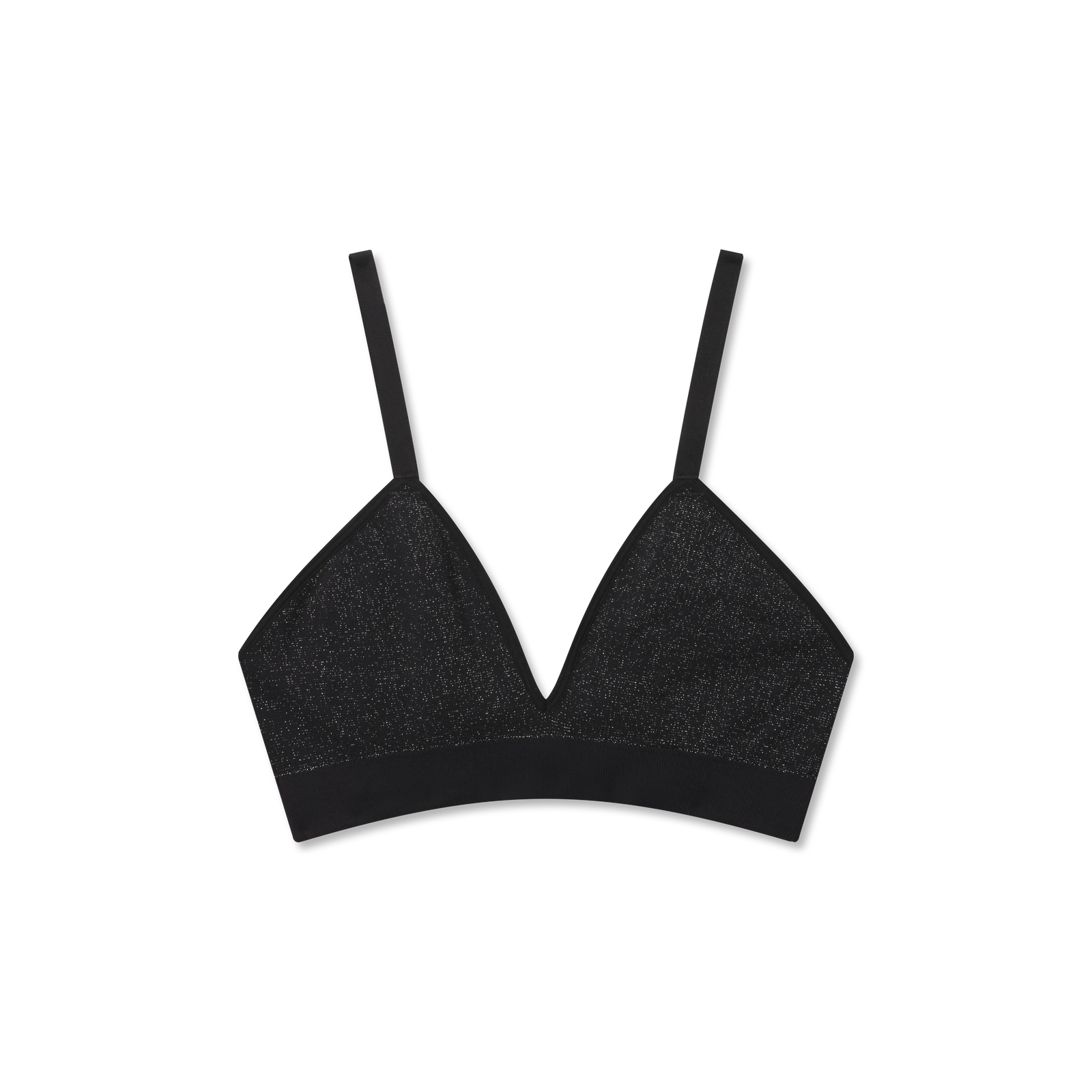 Women's Ribbed Seamless Triangle Bralette - Black Shimmer L [8057] [2025]