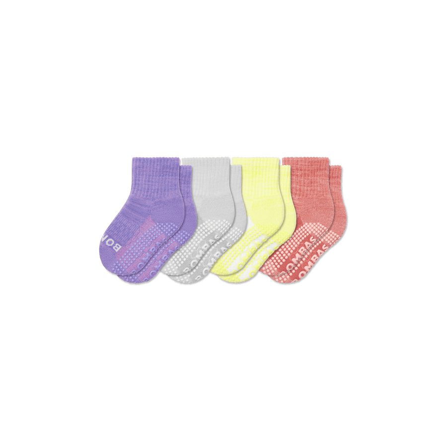 Toddler Two Tone Gripper Calf Sock 4-Pack - Trail Low Cut Fit