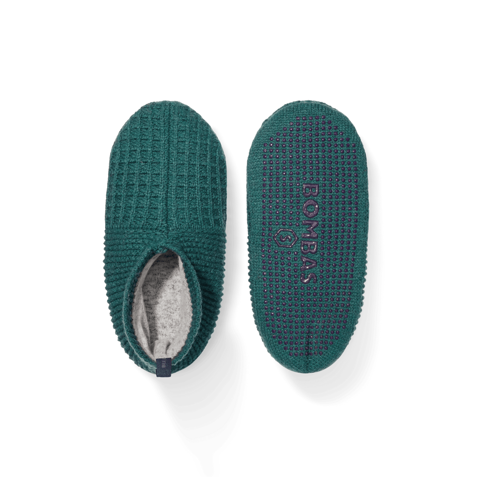Waffle Gripper Slipper - Forest Green Midnight Navy L Front + Back [8282]