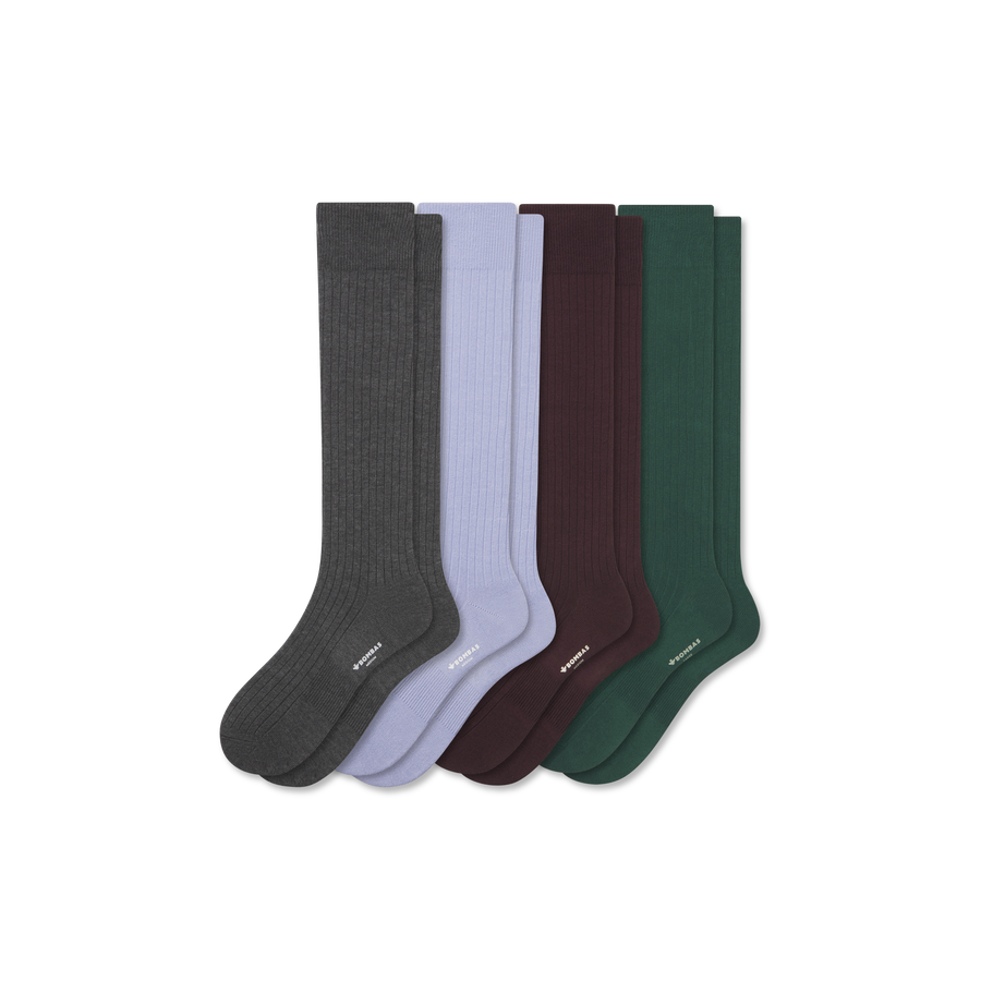 Men's Ribbed Dress Over the Calf Sock 4-Pack - Steady Home Support