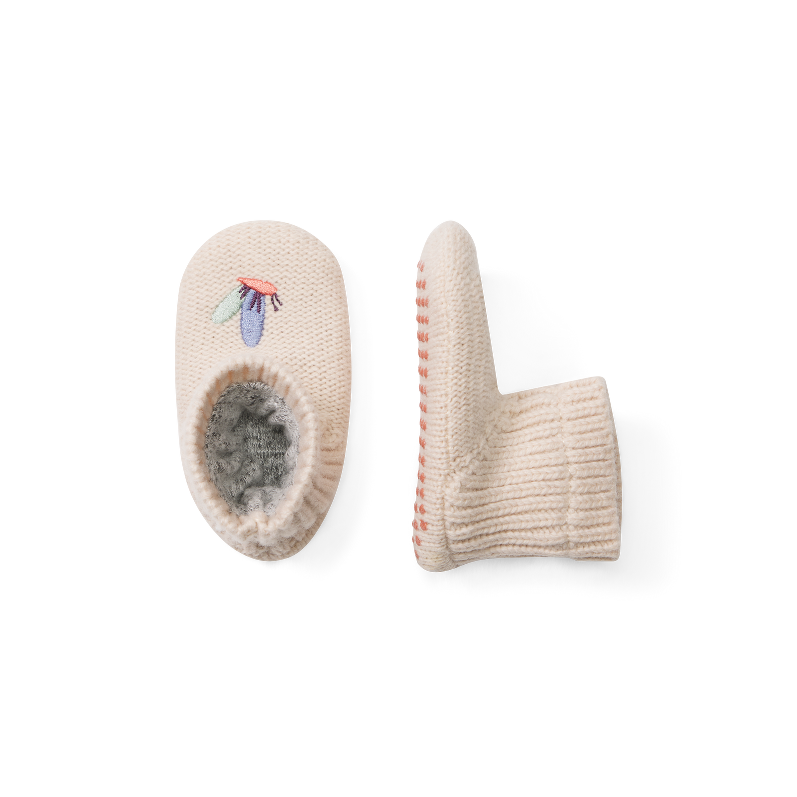 Baby Gripper Slipper - Blush Sand L Front + Side [8518]