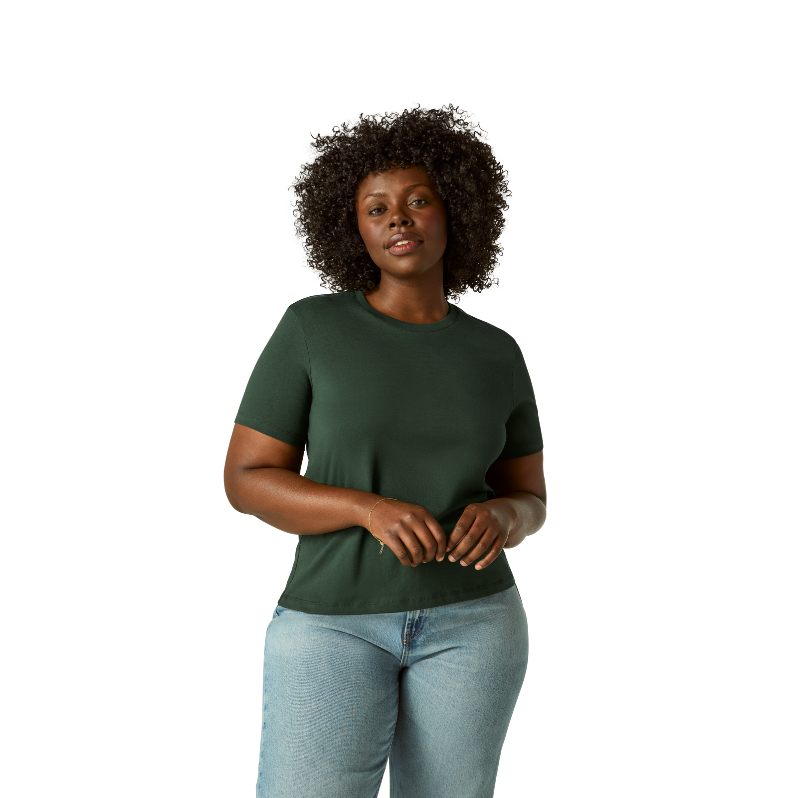 Women's Classic Fit Pima Cotton Crew Neck T-Shirt - Dark Elm WO1 [8530]