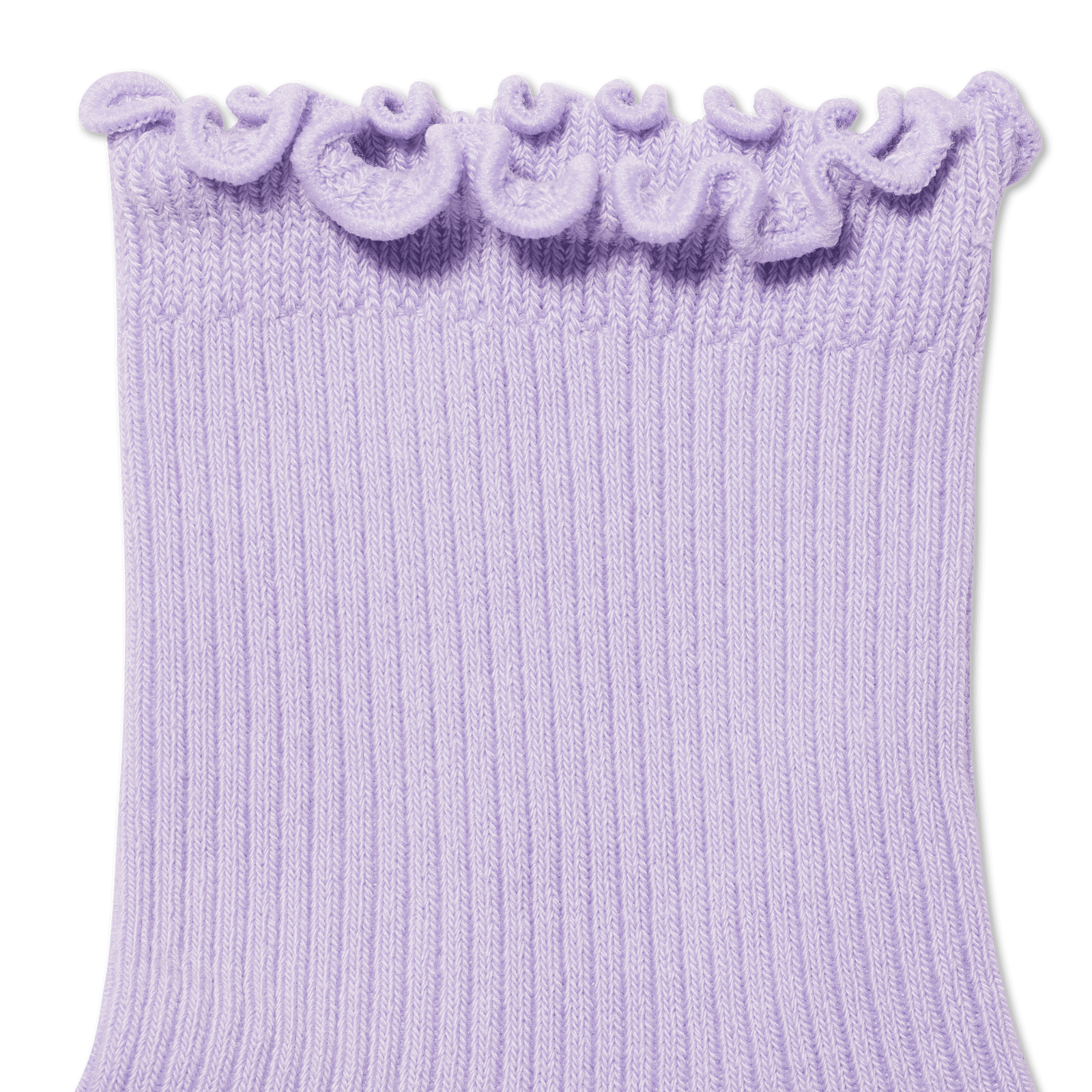 Women's Frilly Rib Quarter Socks - Pastel Lavender Detail [8562]