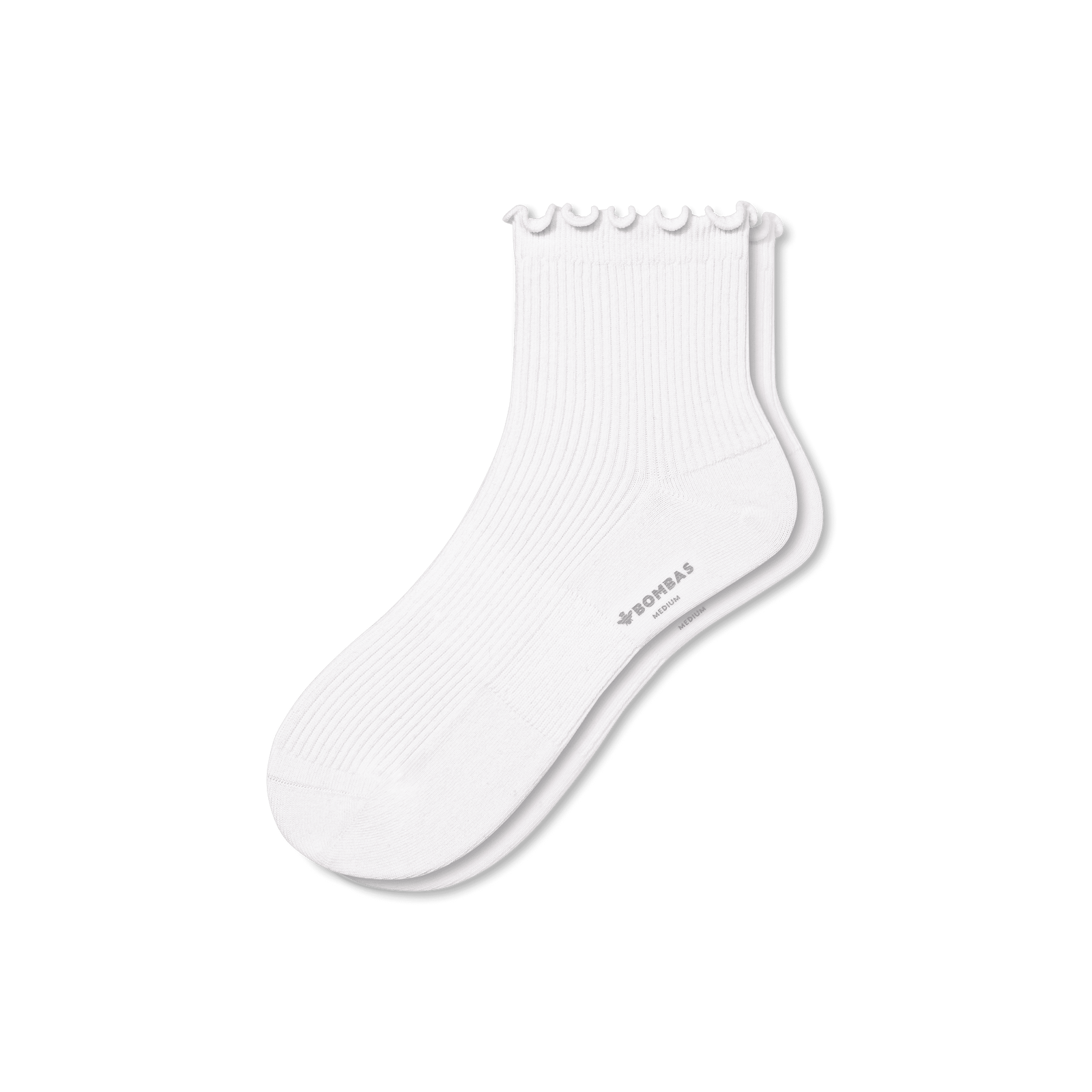 Women's Frilly Rib Quarter Socks - White L [8562]