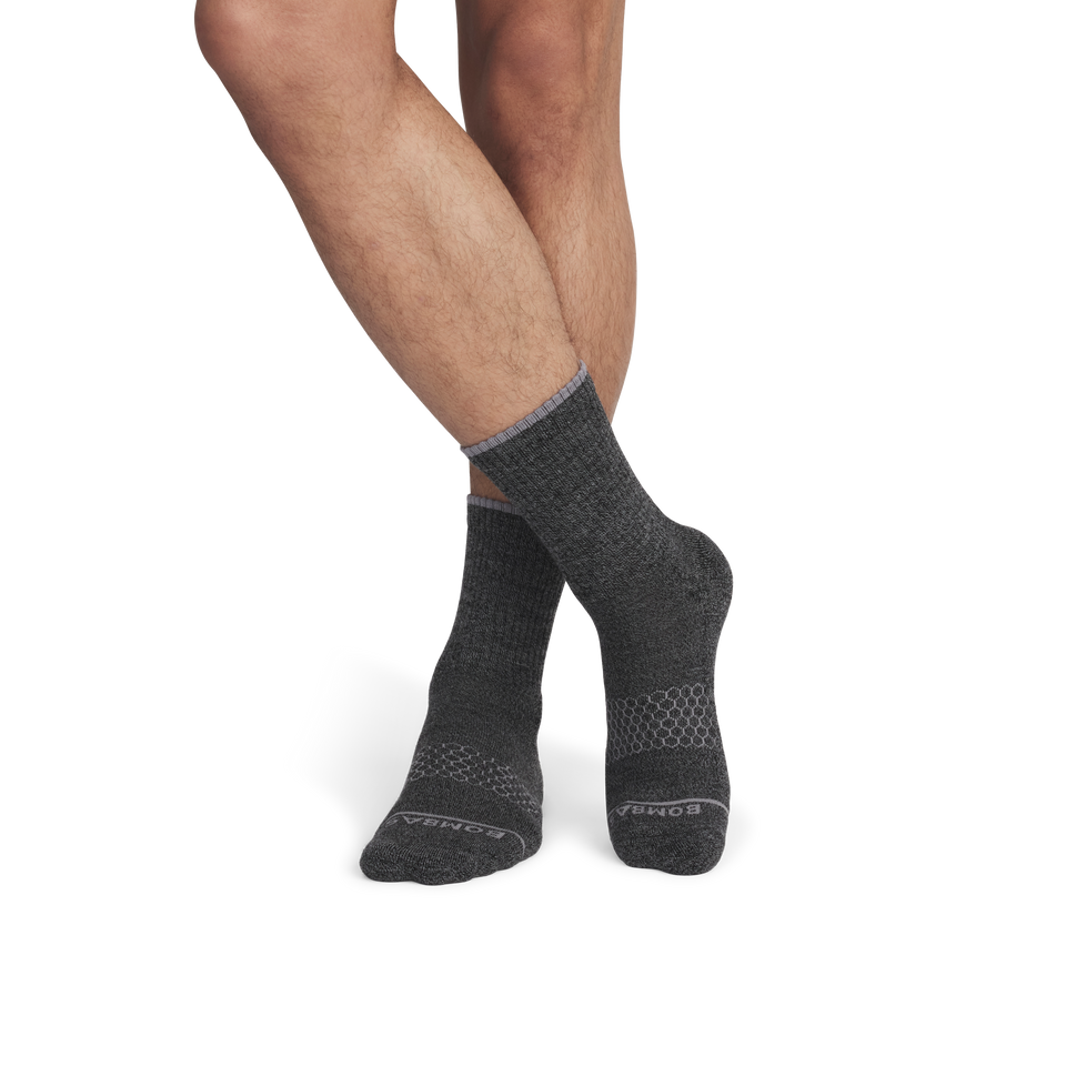 Merino Wool Blend Half Calf Socks - Charcoal MO1 [8625]