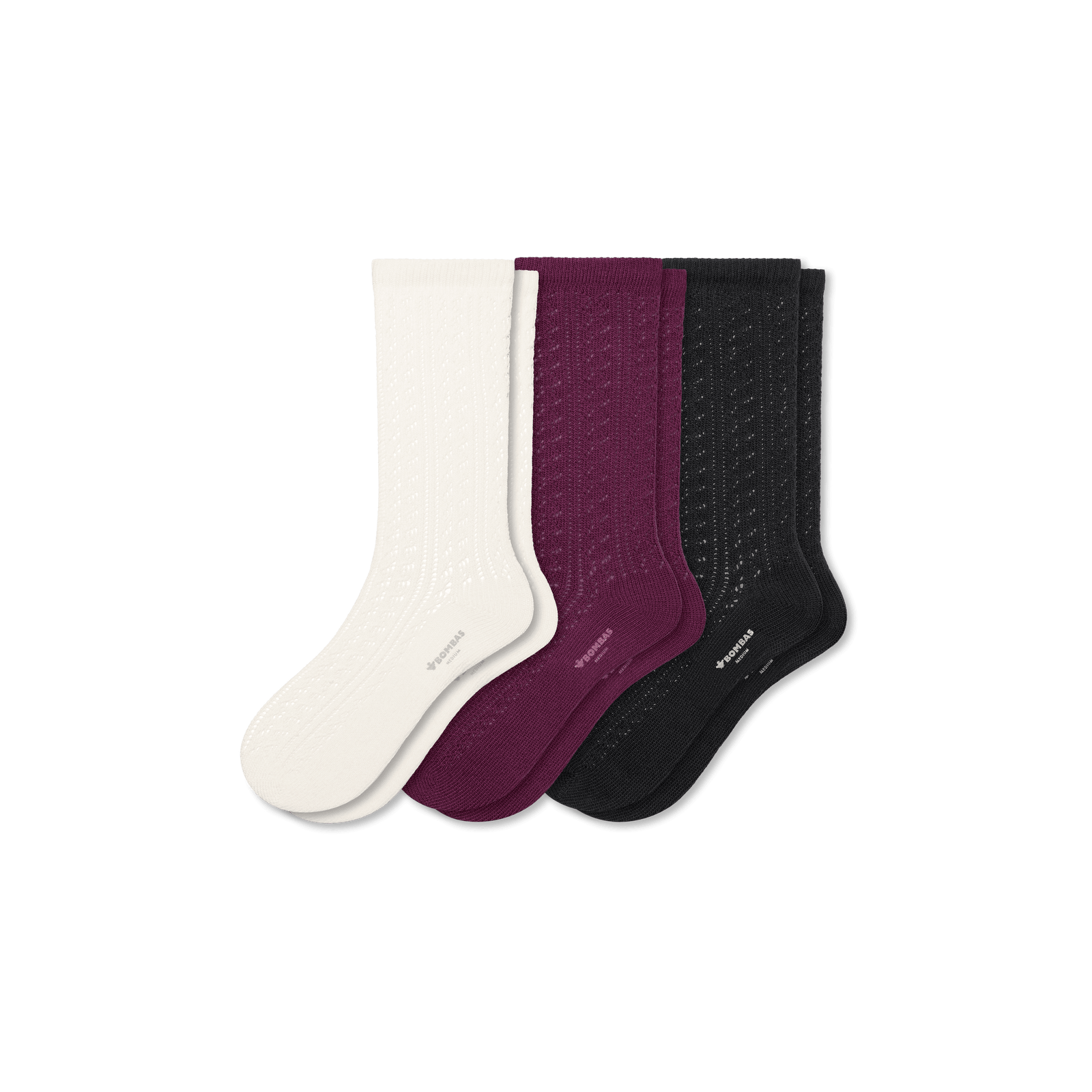 Women’s Pointelle Calf Sock 3-Pack - plum black mix
