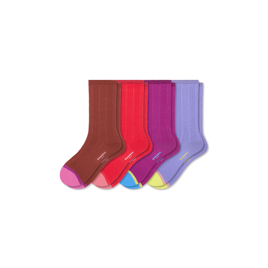 Youth Pointelle Calf Sock 4-Pack - Studio Office Comfort