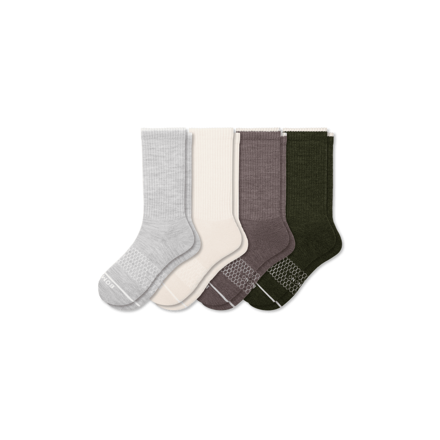Men's Merino Wool Blend Calf Sock 4-Pack - Soft Recovery Wear