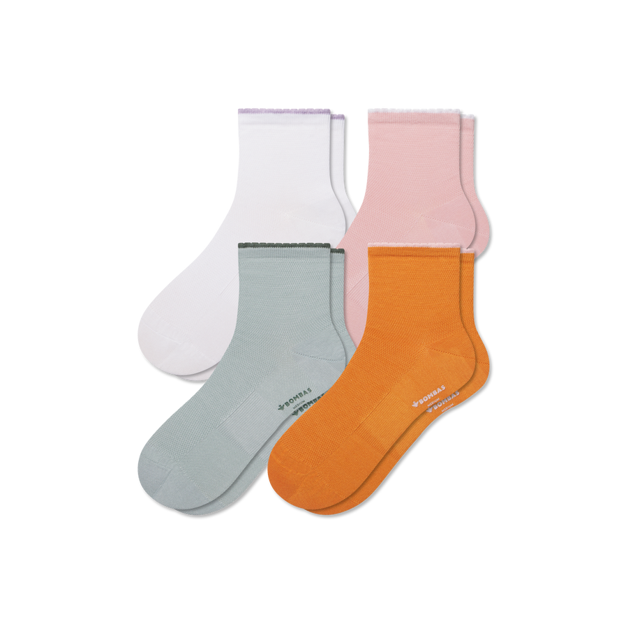 Women’s Scallop Cuff Quarter Sock 4-Pack - Smooth Hike Wear