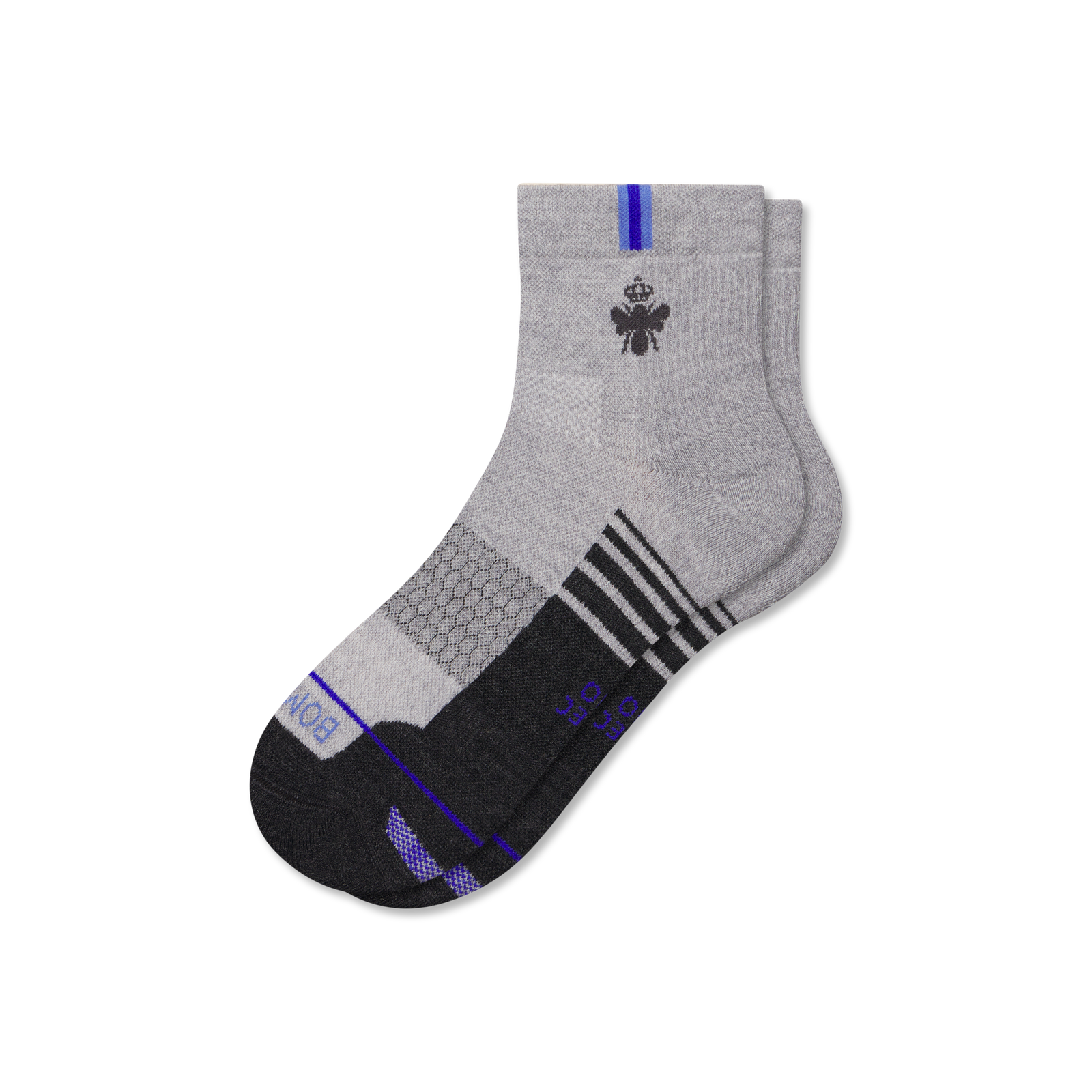 Merino Wool Blend Athletic Quarter Socks - meteor white L [9712]