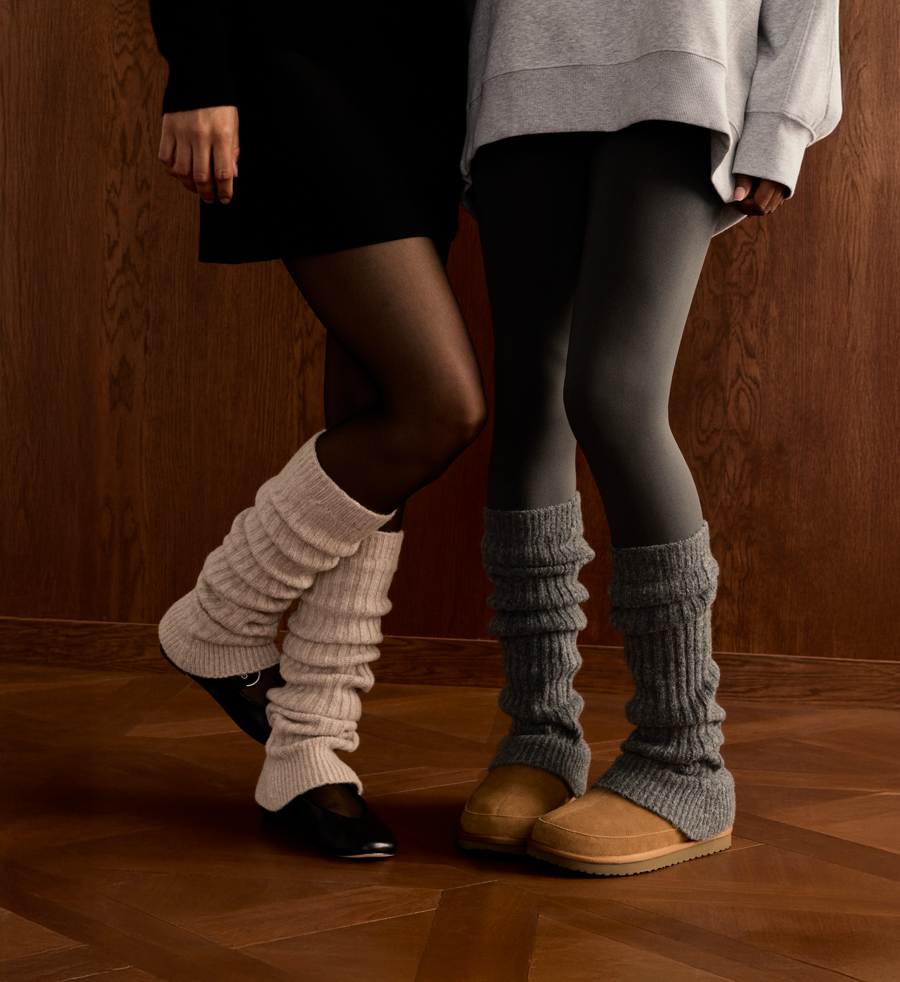 Women’s Ribbed Leg Warmers - Medium Grey Heather/Camel [9736][LIFESTYLE]