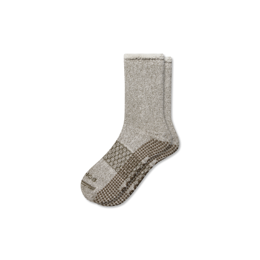 Women’s Roll-Top Merino Blend Gripper House Sock - Soft Crew Cushion