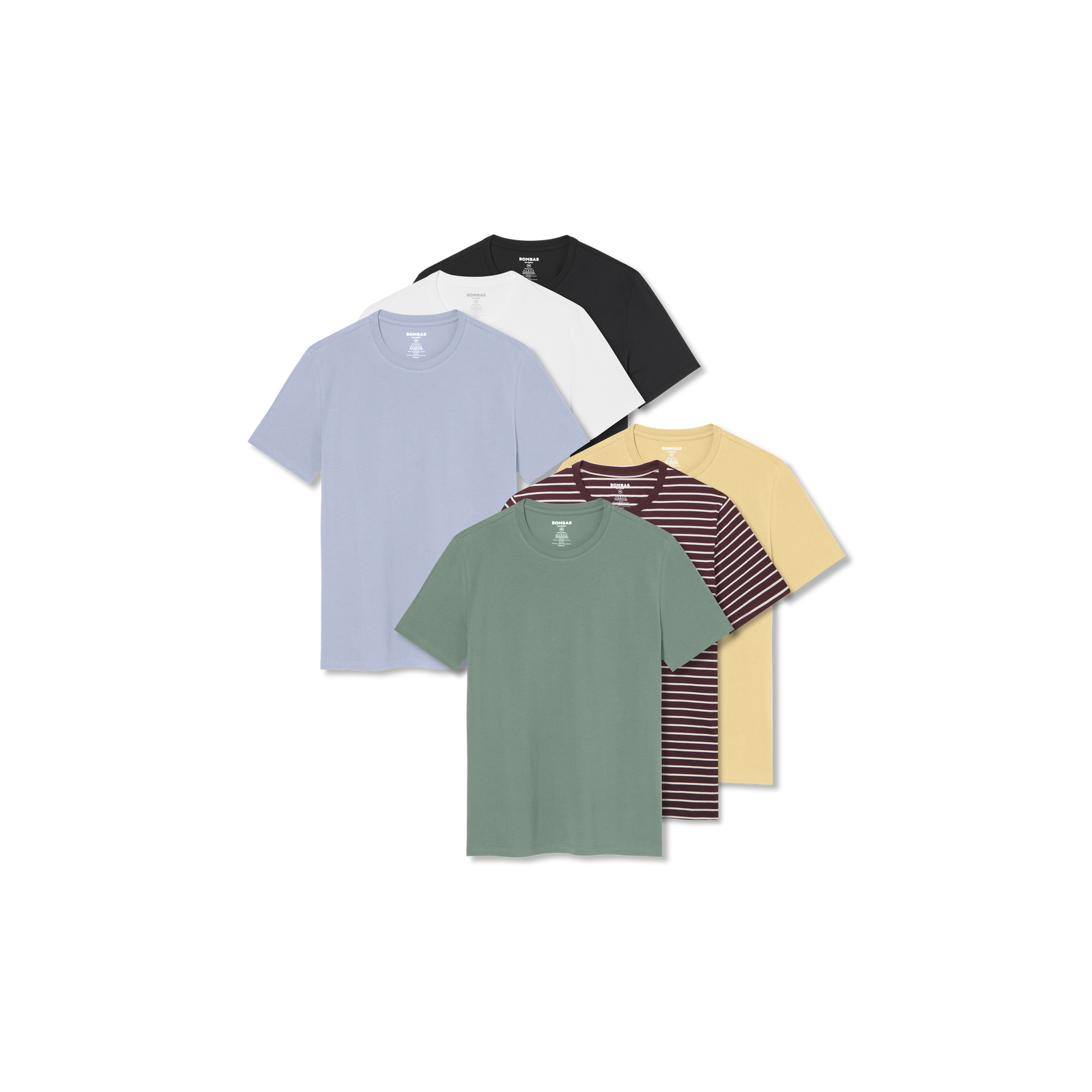 Men's Pima Cotton Crew Neck T-Shirt 6-Pack - All Spice Stripe Assorted Mix L