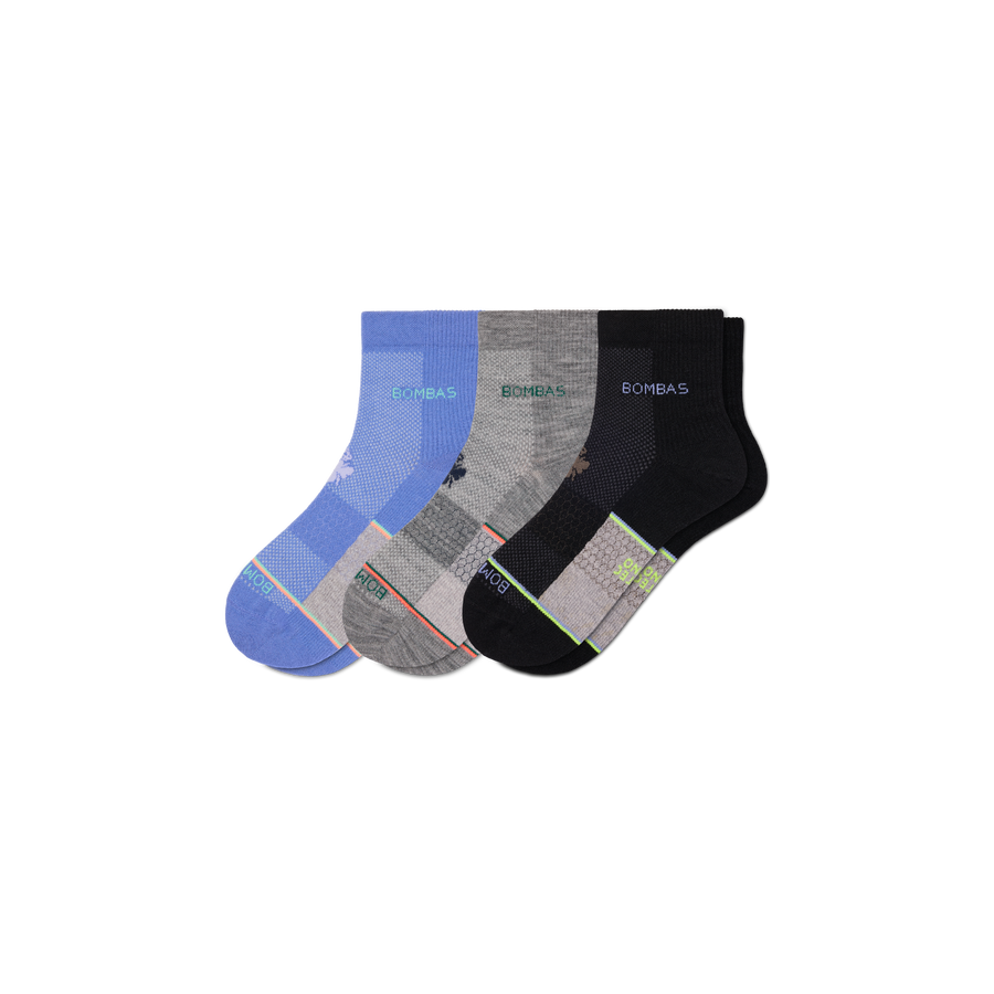Men's UltraLite Sport Merino Wool Blend Quarter Sock 3-Pack - Easy No Show Rotation