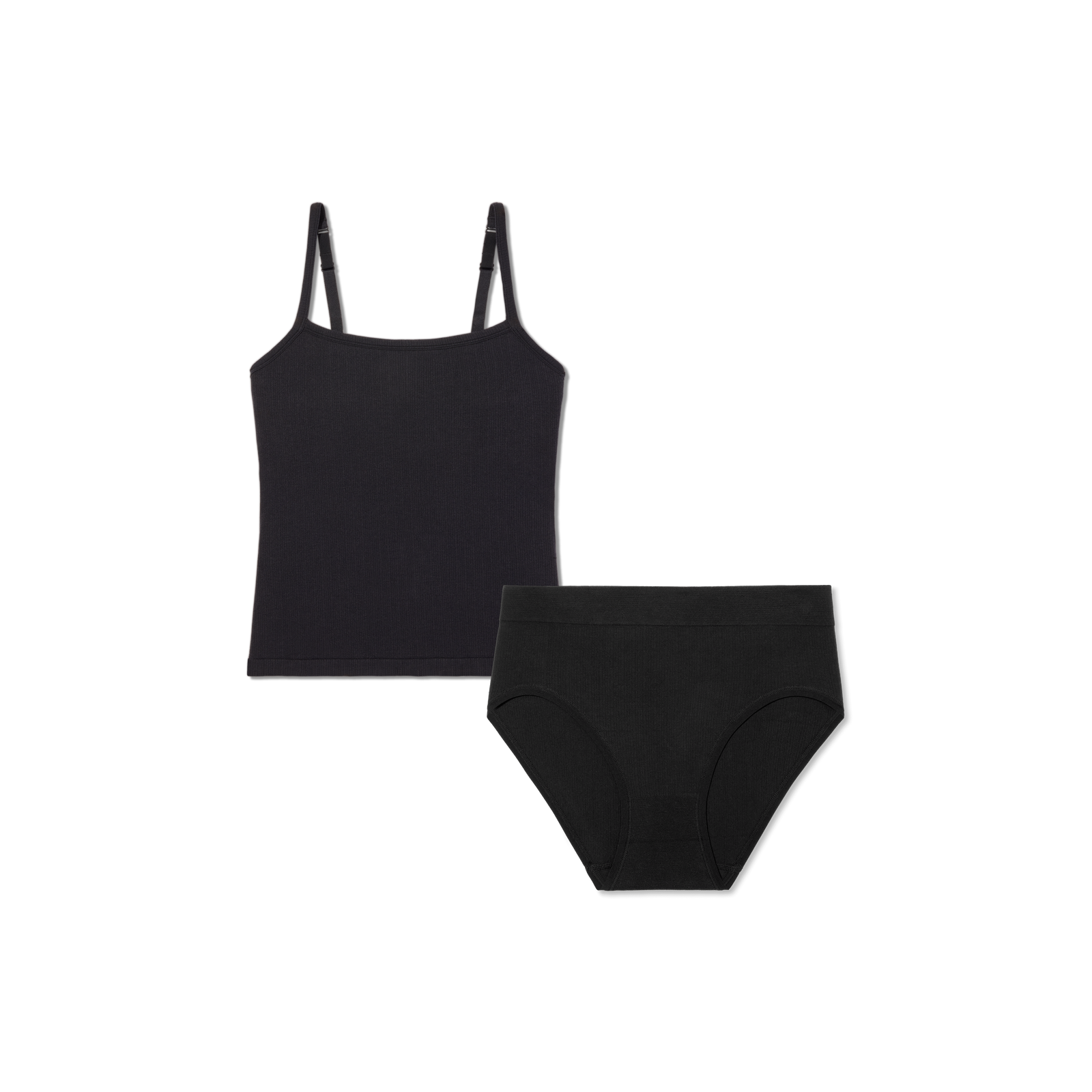 Women's Built-In Bra Seamless Cami + High Rise Brief Pack - Black L