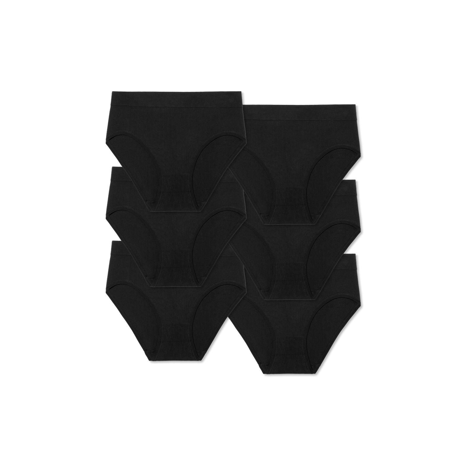 Women's Ribbed Seamless High Rise Brief 6-Pack - Black L