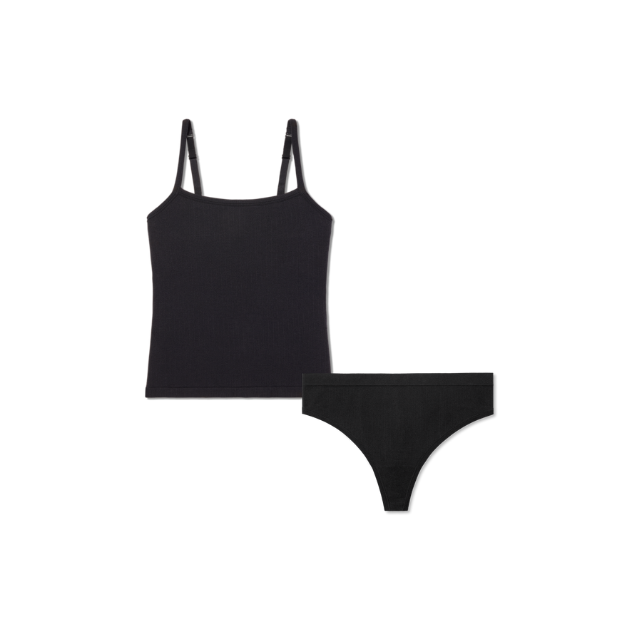 Women's Built-In Bra Seamless Cami + Thong Pack - Smooth Comfort Shape