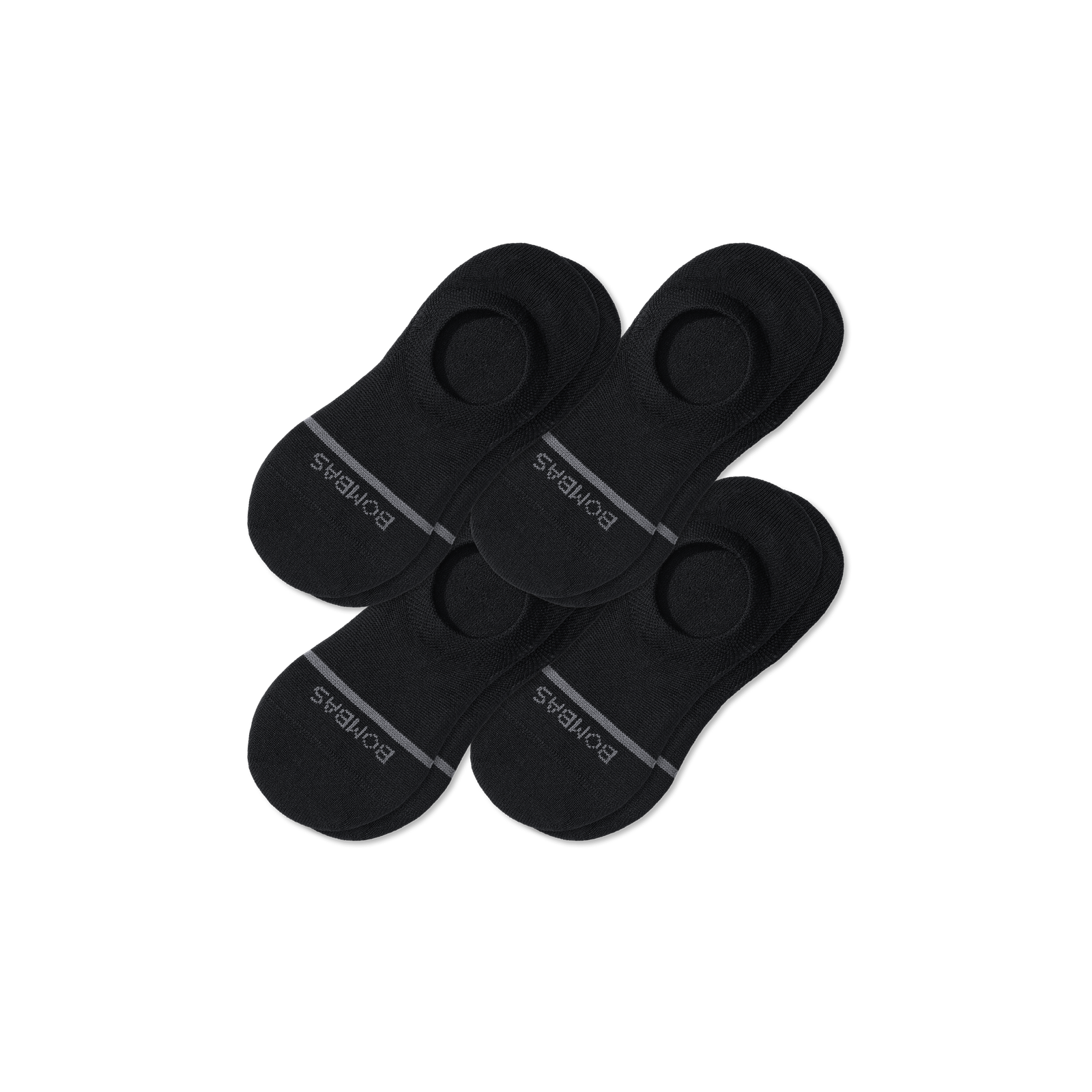 Merino Wool Blend Lightweight No Show Sock 4-Pack - black