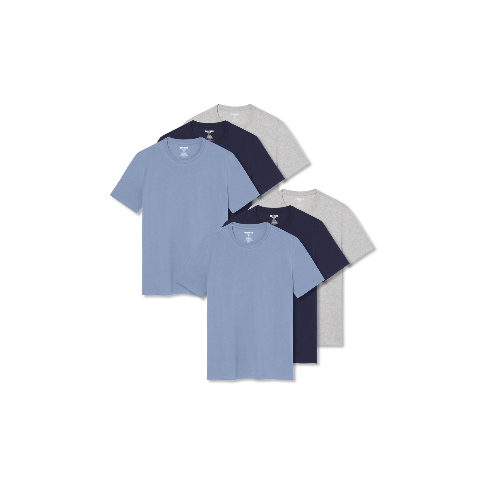 Men's Pima Cotton Crew Neck T-Shirt 6-Pack - Blue Smoke MIx L