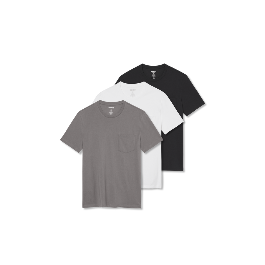 Men's Pima Cotton Pocket Crew Neck T-Shirt 3-Pack - Clean Comfort