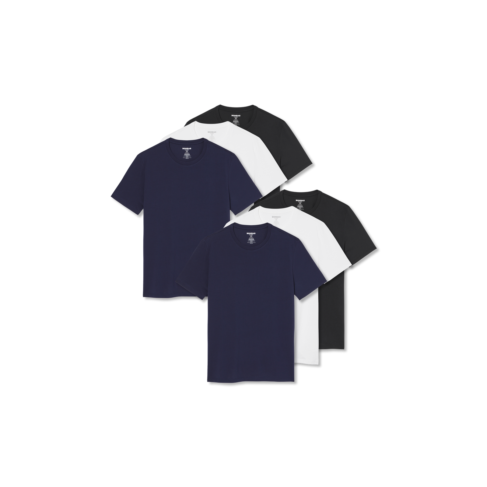 Men's Pima Cotton Crew Neck T-Shirt 6-Pack - Bright White Black Mix L [8525]